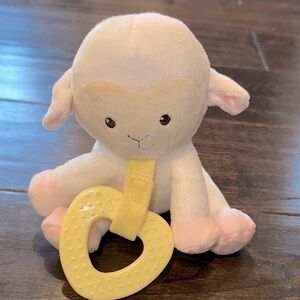 Magic years small Plush Lamb baby Toy with Yellow Teether